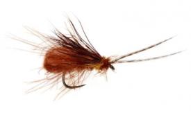 Fulling Mill McPhail Bubble Wing Caddis Chocolate Drop Barbless #14