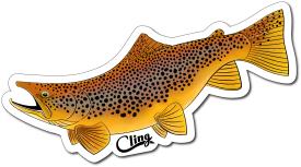 Cling Striking Brown Trout Sticker