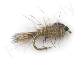 Euro Flies Natural Hare's Ear Gold Ribbed Nymph #16