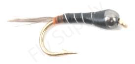 Euro Flies Perdigon Black Orange Butt #12