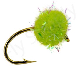 Euro Flies Glitter Salmon Egg Chartreuse #10