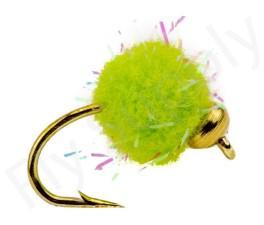 Euro Flies Glitter Salmon Egg Goldbead Chartreuse #10