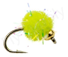 Euro Flies Glitter Salmon Egg Goldbead Chartreuse #16