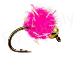 Euro Flies Glitter Salmon Egg Goldbead Hot Pink #16