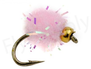 Euro Flies Glitter Salmon Egg Goldbead Pink #16