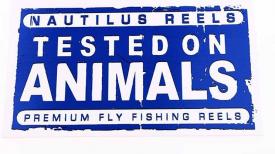Nautilus Reels Tested on Animals Sticker Blue