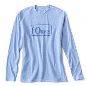 Orvis Drirelease LS Logo Tee Blue Fog