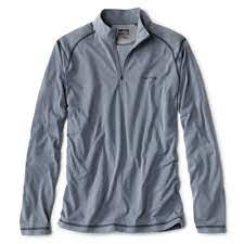 Orvis Drirelease Quarter Zip Long Sleeve Shirt Blue Stone - Small