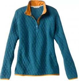 Orvis Womens Outdoor Quilted Snap Sweater Desert Blue - Small