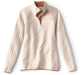 Orvis Womens Outdoor Quilted Snap Sweater Oatmeal - Small