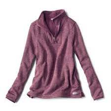 Orvis Womens Recycled Sweater Fleece Quarter Zip Purple - Small