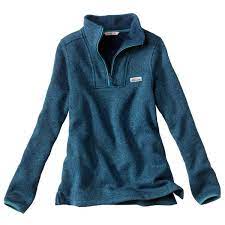 Orvis Womens Recycled Sweater Fleece Quarter Zip Steel Blue - Small