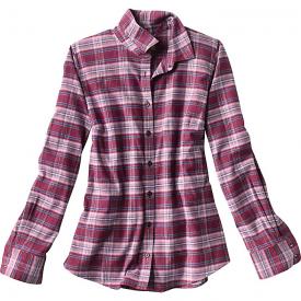 Orvis Womens Tech Check Flannel Shirt Sangria Plaid - Small