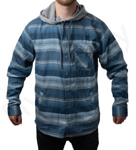 Simms Santee Flannel Midnight/Neptune Blue Stripe - Medium