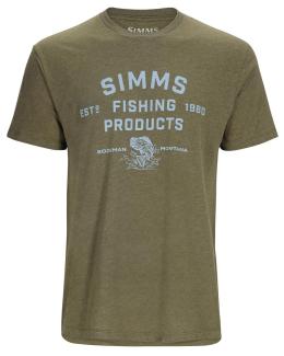 Simms Stacked Logo Bass T-Shirt Military Heather