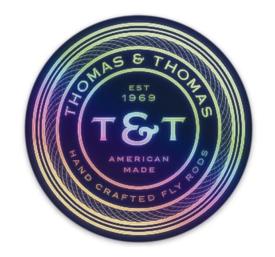 Thomas & Thomas Navy Holographic T&T Logo 3 Inch Sticker