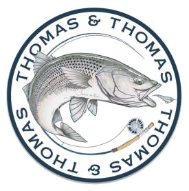 Thomas & Thomas Striped Bass White 12 Inch Sticker