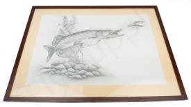 Thomas Kubitz Art Pike Charcoal Original Painting - DEMO MODEL